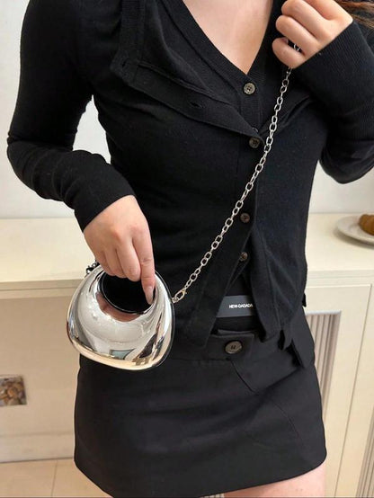 Women'S Elegant Mini Evening Bag, Fashionable Versatile Chain Shoulder Crossbody Bag, Suitable for Lipsticks, Earphones, Etc.