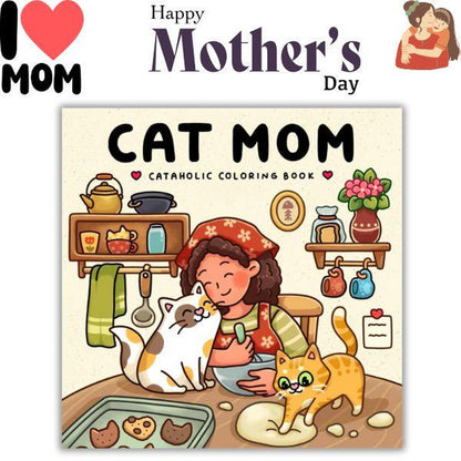 Mother Day Gift for Cat Lover Mom Cataholic Coloring Book for Adults & Teens