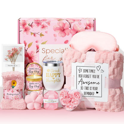 Mayicivo Mother'S Day Gifts Birthday Gifts for Women Self Care Gifts Get Well Soon Gifts Relaxing Spa Gifts Care Package Unique Anniversary Gifts Basket Kit with Flannel Blanket for Mother Wife Bset Friend Sister Her