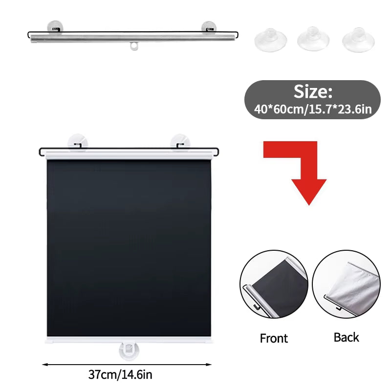 Retractable Sunshade Roller Curtain Car Sunshade Bedroom Kitchen Sun Protection Curtain Thermal Insulation Shutter Shade Curtain