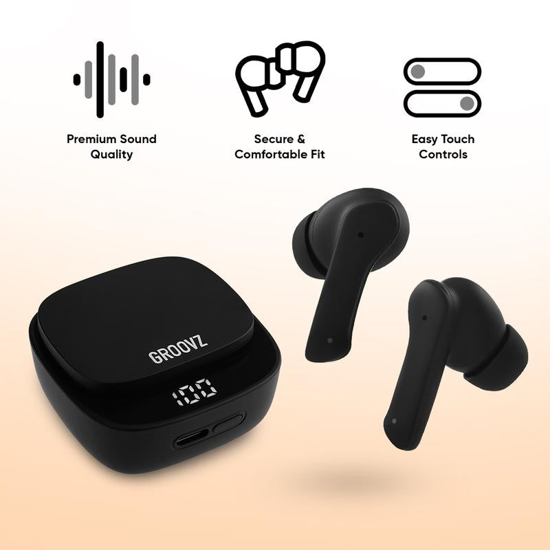 Groovz True Wireless Earbuds | 26-Hour Playtime + Smart Charging Case
