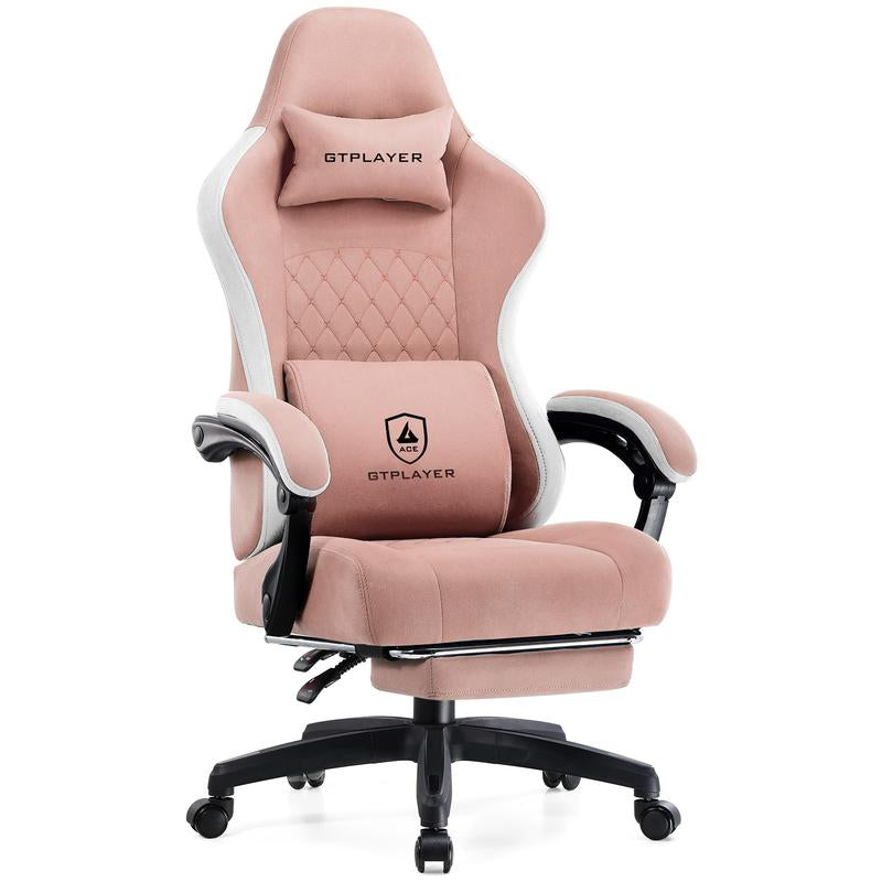 GTPLAYER Gaming Chair, Technical Fabric Office Chair with Pocket Spring Cushion, Linkage Armrests and Footrest, High Back Ergonomic Chair, Adjustable Comfortable Modern