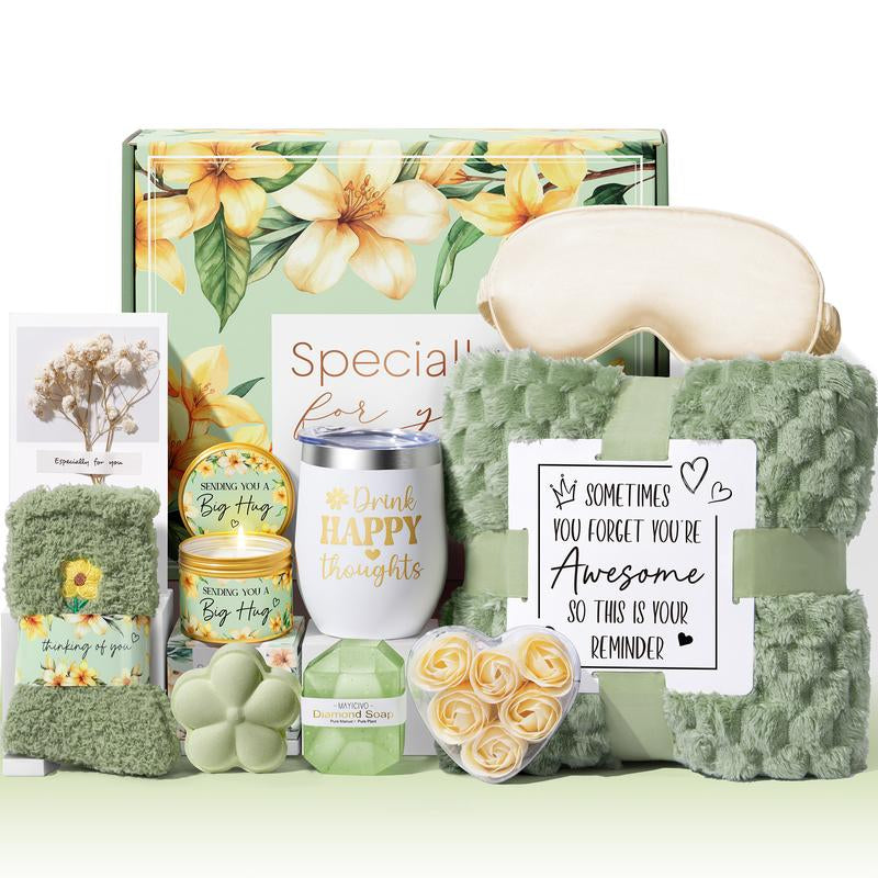 Mayicivo Mother'S Day Gifts Birthday Gifts for Women Self Care Gifts Get Well Soon Gifts Relaxing Spa Gifts Care Package Unique Anniversary Gifts Basket Kit with Flannel Blanket for Mother Wife Bset Friend Sister Her