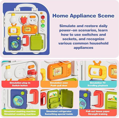 Montessori Busy Board for 1-3 Year Olds - Musical Sensory Toy for Motor Skills, Learning Travel, Perfect Gift for Boys & Girls 12-18 Months