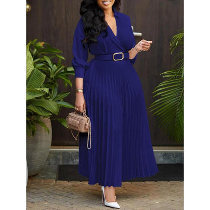 2025 Elegant Fashionable and Dignified Women'S Solid Color plus Size Dress Summer Casual