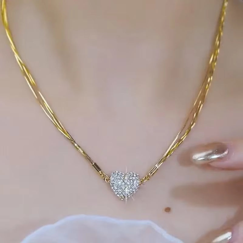 Luxury Exquisite Magnetic Attraction Love Necklace Choker for Women Collarbone Chain Heart Pendant Fashion Jewellery Gifts