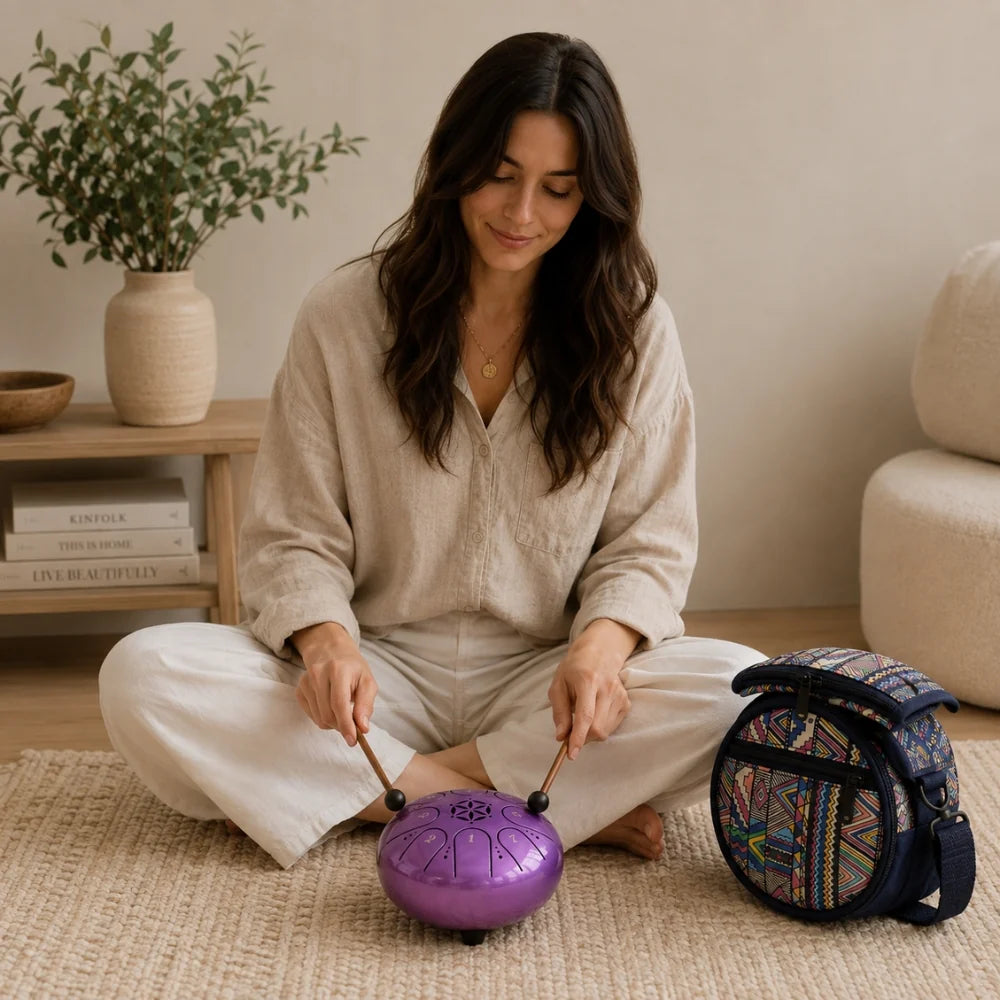 Fuchsia Flash 5" Metal Tongue Drum - Captivating Sound for Meditation and Relaxation
