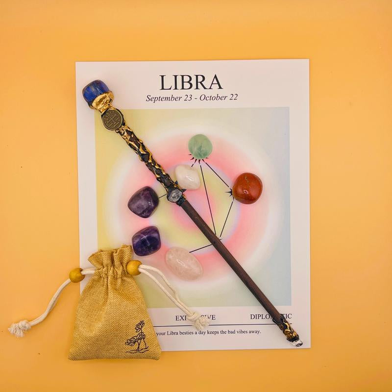 [Magic Crystal] Zodiac Crystal Magic Wand (With No Light) and Zodiac Crystal Stones Set - Handcrafted Wand & Constellation Stones - Cosplay, Magic Props, Gemstone Collection, Party Supplies, Fun Fidget Toy, Holiday Decor - Gift for Christmas, New Year