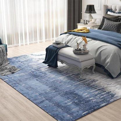 Washable Area Rug, Area Rug for Living Room, Soft Area Rug for Bedroom, Abstract Design, Stain Resistant Rugs, TPR Anti-Slip Backing, Non Shedding, Blue Area Rug