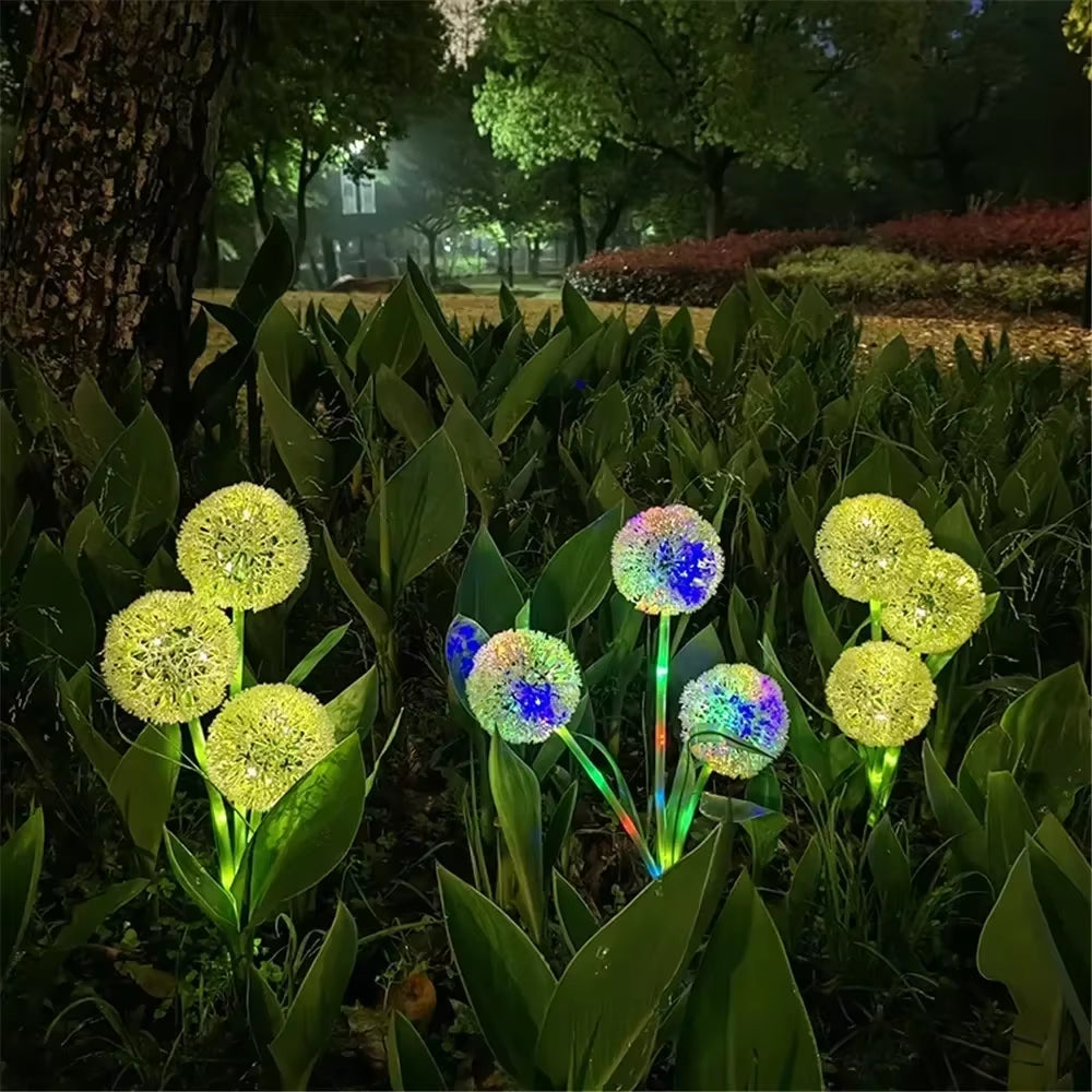 Solar Outdoor Dandelion Lights, LED Color Scallion Ball Lights, Lawn Lights, for Garden, Patio, Walkway, Lawn Decoration