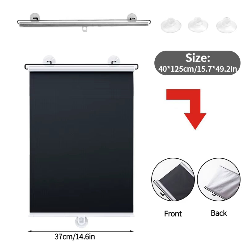 Retractable Sunshade Roller Curtain Car Sunshade Bedroom Kitchen Sun Protection Curtain Thermal Insulation Shutter Shade Curtain