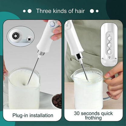 3 in 1 Portable Rechargeable Electric Milk Frother, Handheld High Speed Beverage Mixer, Coffee Frothing Stick, Kitchen Appliances for Home Use