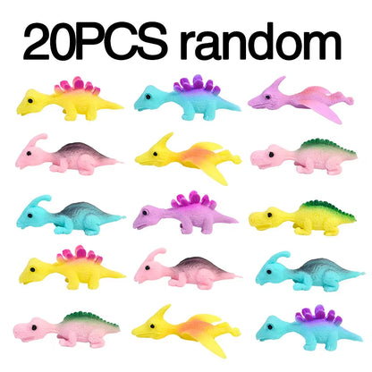 5-30 PCS Dinosaur Finger Catapult Decompression Toy TPR Finger Dinosaurs Slingshot for Kids Birthday Party Pranks Random Colour