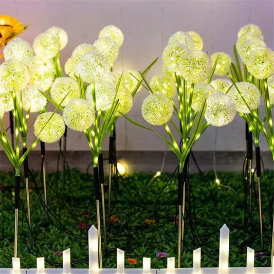 Solar Outdoor Dandelion Lights, LED Color Scallion Ball Lights, Lawn Lights, for Garden, Patio, Walkway, Lawn Decoration