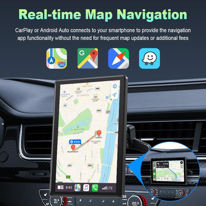 New 8.1-Inch Portable Carplay and Android Auto In- Smart Display, Audio Receiver, with Mirror Link, Bluetooth Connection, Voice Control, and GPS Navigation Supporting . Gifts for Men, Wireless Car Tablet Radio Ultimate Portable Car Play Adapter