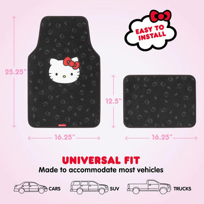 Hello Kitty & Friends Carpet Car Floor Mats, Front & Rear - Universal Fit