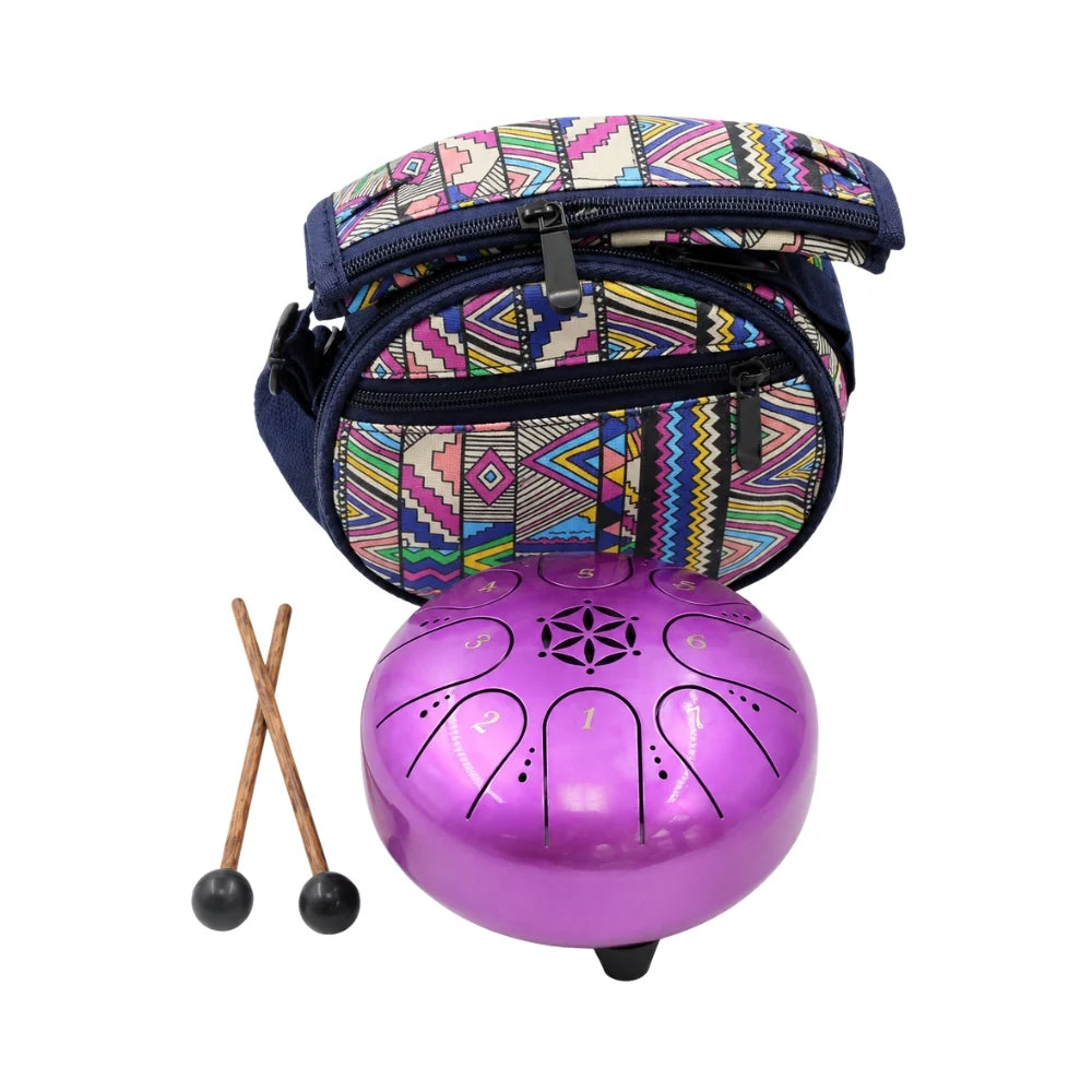 Fuchsia Flash 5" Metal Tongue Drum - Captivating Sound for Meditation and Relaxation