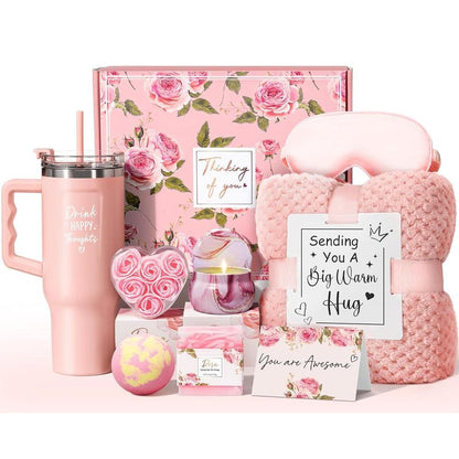 Mayicivo Mother'S Day Gifts Birthday Gifts for Women Self Care Gifts Get Well Soon Gifts Relaxing Spa Gifts Care Package Unique Anniversary Gifts Basket Kit with Flannel Blanket for Mother Wife Bset Friend Sister Her