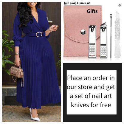 2025 Elegant Fashionable and Dignified Women'S Solid Color plus Size Dress Summer Casual