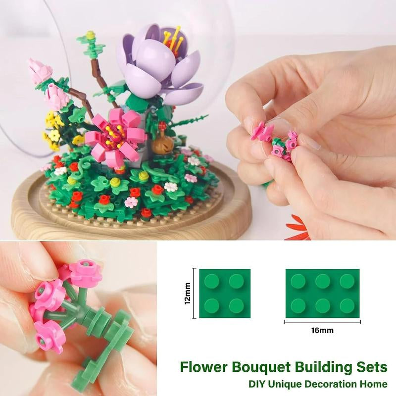 Bonsai Building Block Set - 602 Pcs Violet Building Blocks with Simulated Violet Flower, Includes Exquisite Gift Box for Home Decoration