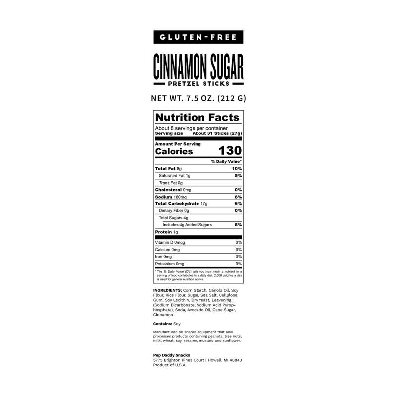 Pop Daddy NEW Gluten Free Pretzels - 6 Pack | Cinnamon Sugar | Tomato Basil | 7.5Oz Snack Crunchy Crispy