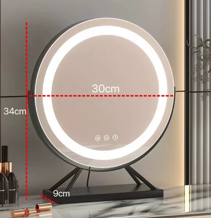 Lighted Vanity Makeup Mirror with Lights 3 Color Lighting Modes with 15X Magnification Mirror Smart Touch Control 360°Rotation