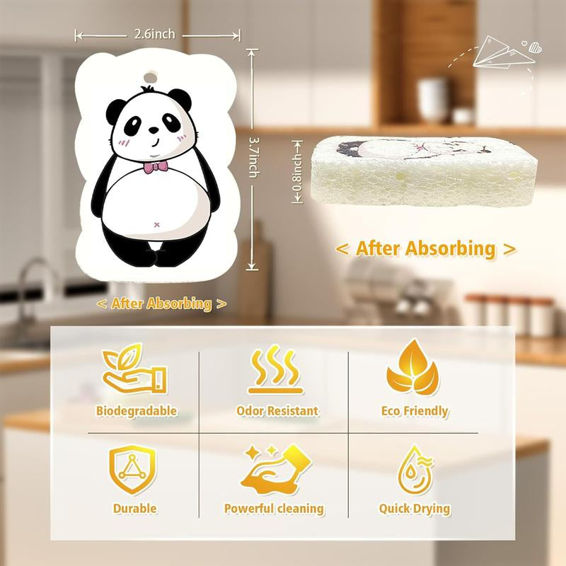 9 Pack Cartoon Dish Sponges for Washing, Eco Friendly Heavy Duty Kitchen Sponges, Compressed Non-Scratch Scrub with Ropes for Household, Cookware, Bathroom, Car Wash Sponge Funny Cut-Outs for Kids