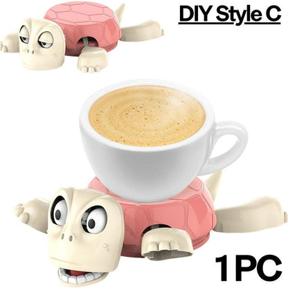 Funny Turtle Coaster Set for Hot Drinks Resistant Desk Decor Turtle Cup Holder Cute Kitchen Accessories with Non-Slip Base Turtle Coaster