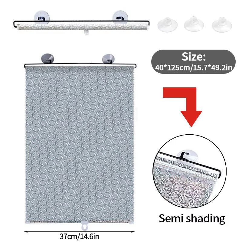 Retractable Sunshade Roller Curtain Car Sunshade Bedroom Kitchen Sun Protection Curtain Thermal Insulation Shutter Shade Curtain