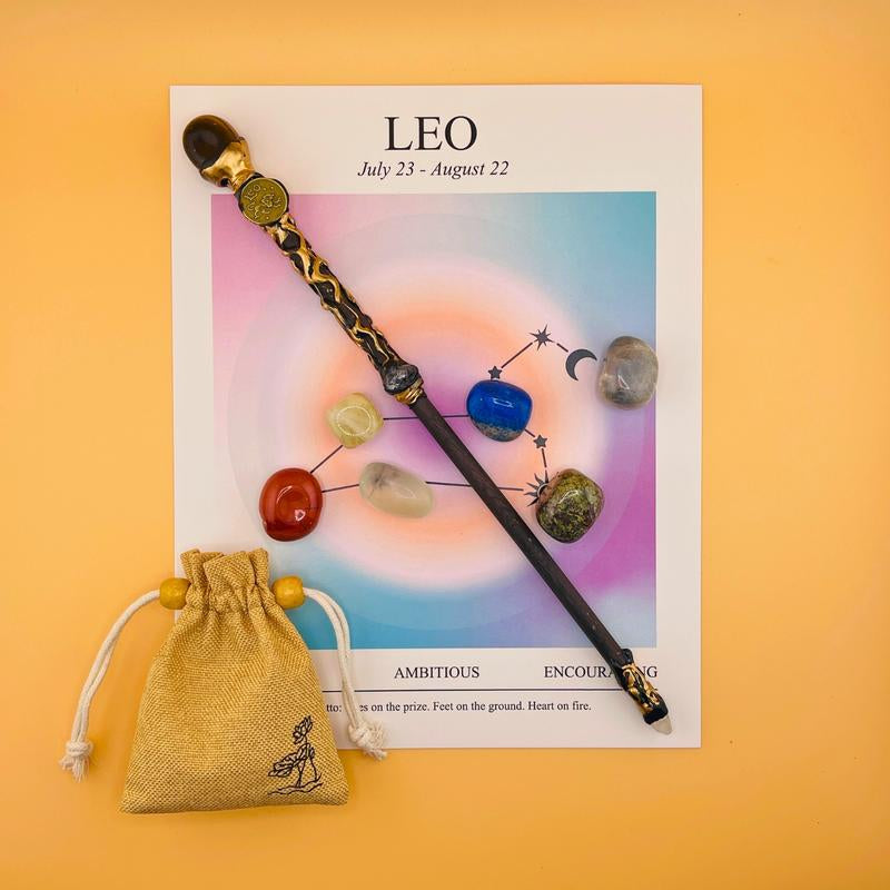 [Magic Crystal] Zodiac Crystal Magic Wand (With No Light) and Zodiac Crystal Stones Set - Handcrafted Wand & Constellation Stones - Cosplay, Magic Props, Gemstone Collection, Party Supplies, Fun Fidget Toy, Holiday Decor - Gift for Christmas, New Year