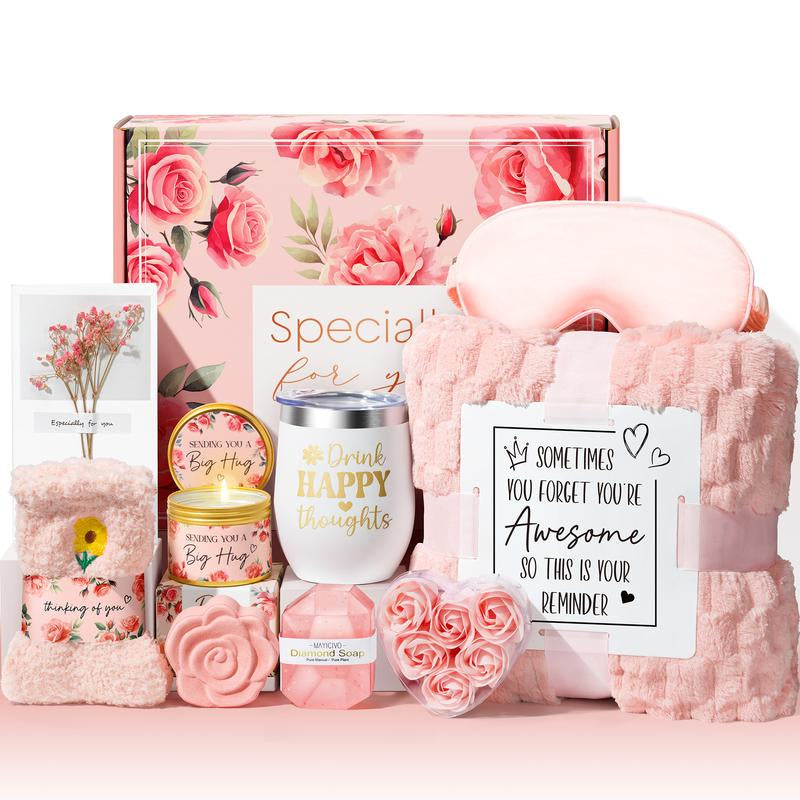 Mayicivo Mother'S Day Gifts Birthday Gifts for Women Self Care Gifts Get Well Soon Gifts Relaxing Spa Gifts Care Package Unique Anniversary Gifts Basket Kit with Flannel Blanket for Mother Wife Bset Friend Sister Her