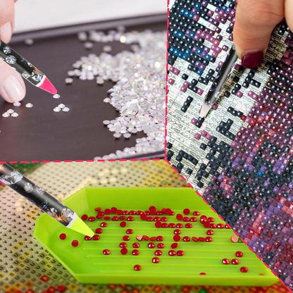 4 Count Rhinestone Picker Tool Rhinestone Applicator Adhesive Wax Pencil Art Tools Pick up Tools Point Drill Pen Dotting Wax Pencil with Pencil Sharpener for Art DIY