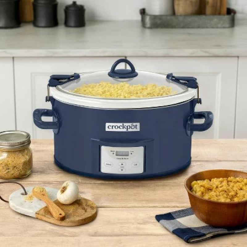 Crock-Pot 7Qt Cook & Carry One Touch Programmable Slow Cooker Poseidon Blue: Locking Lid, Dishwasher-Safe Parts
